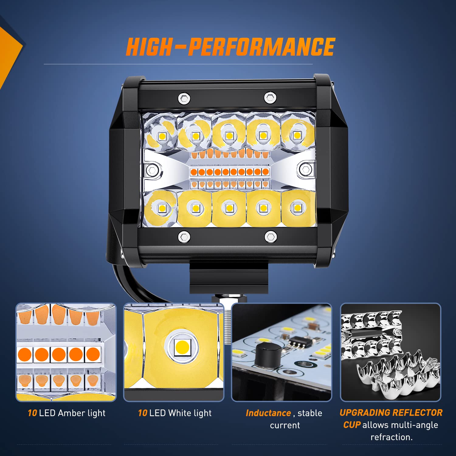 Nilight 6-mode memory feature shown with color and strobe options.