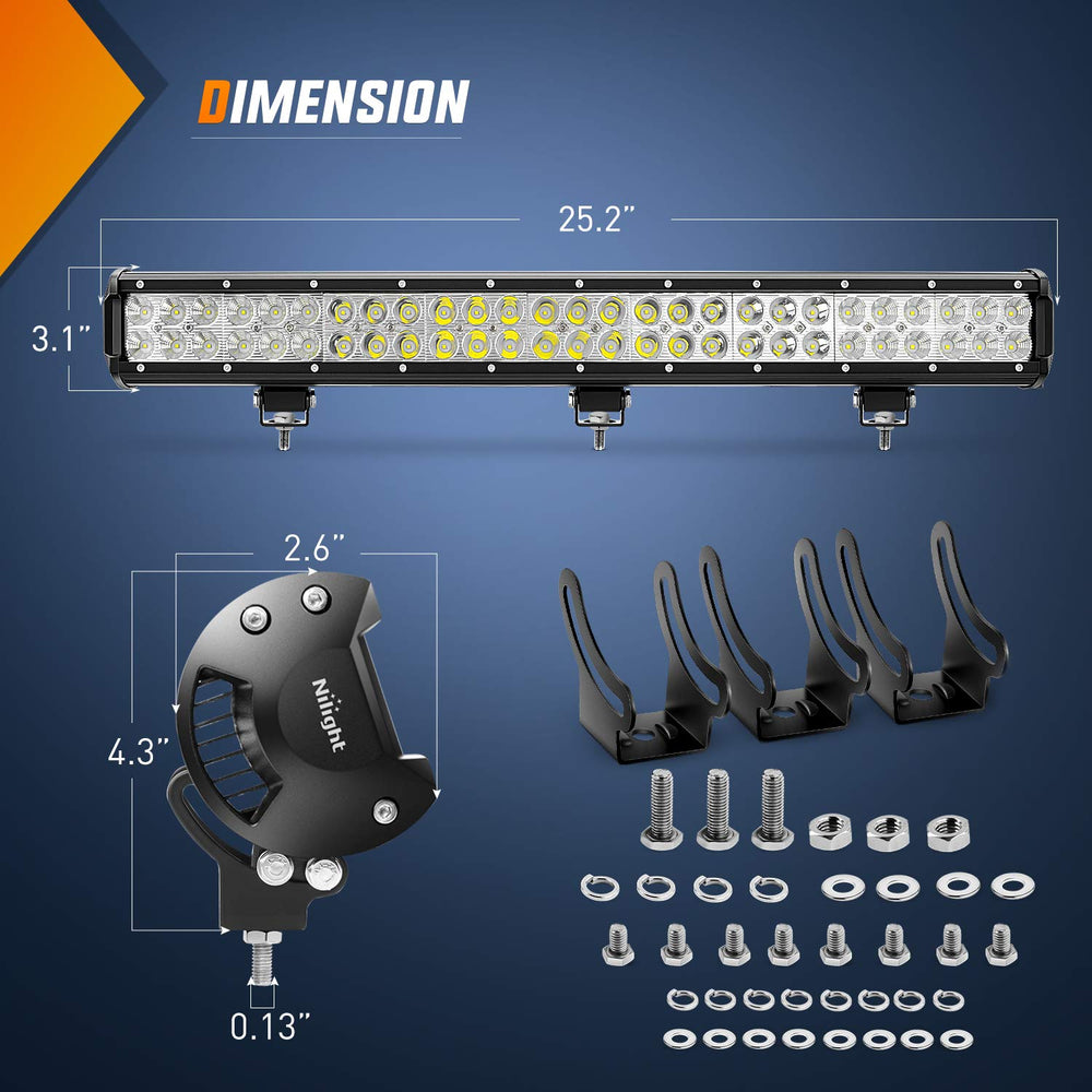 Nilight 60007C-A beam pattern demonstrates flood and spot for wide and long-range illumination.