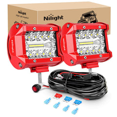 Nilight 60W 4-inch LED light bar with spot and flood beams for clear road and trail visibility.