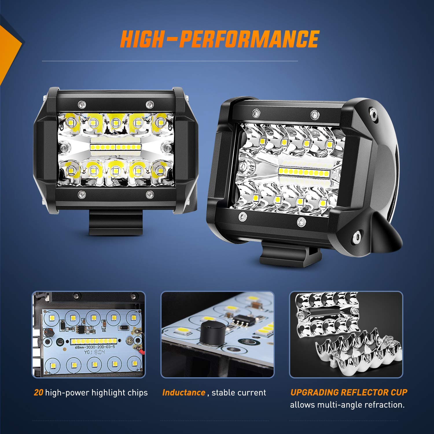 Nilight 60W LED light bar – combined spot and flood beams for wide coverage