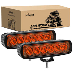 Nilight 6in amber LED light bar front view enhances night visibility on dark roads.