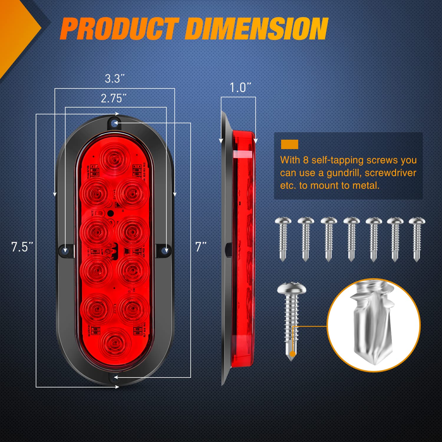 Nilight 6-inch oval red tail light side view boosts signaling on the road.
