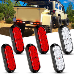 Nilight 6-inch oval red-white LED trailer tail light for bright braking signals.