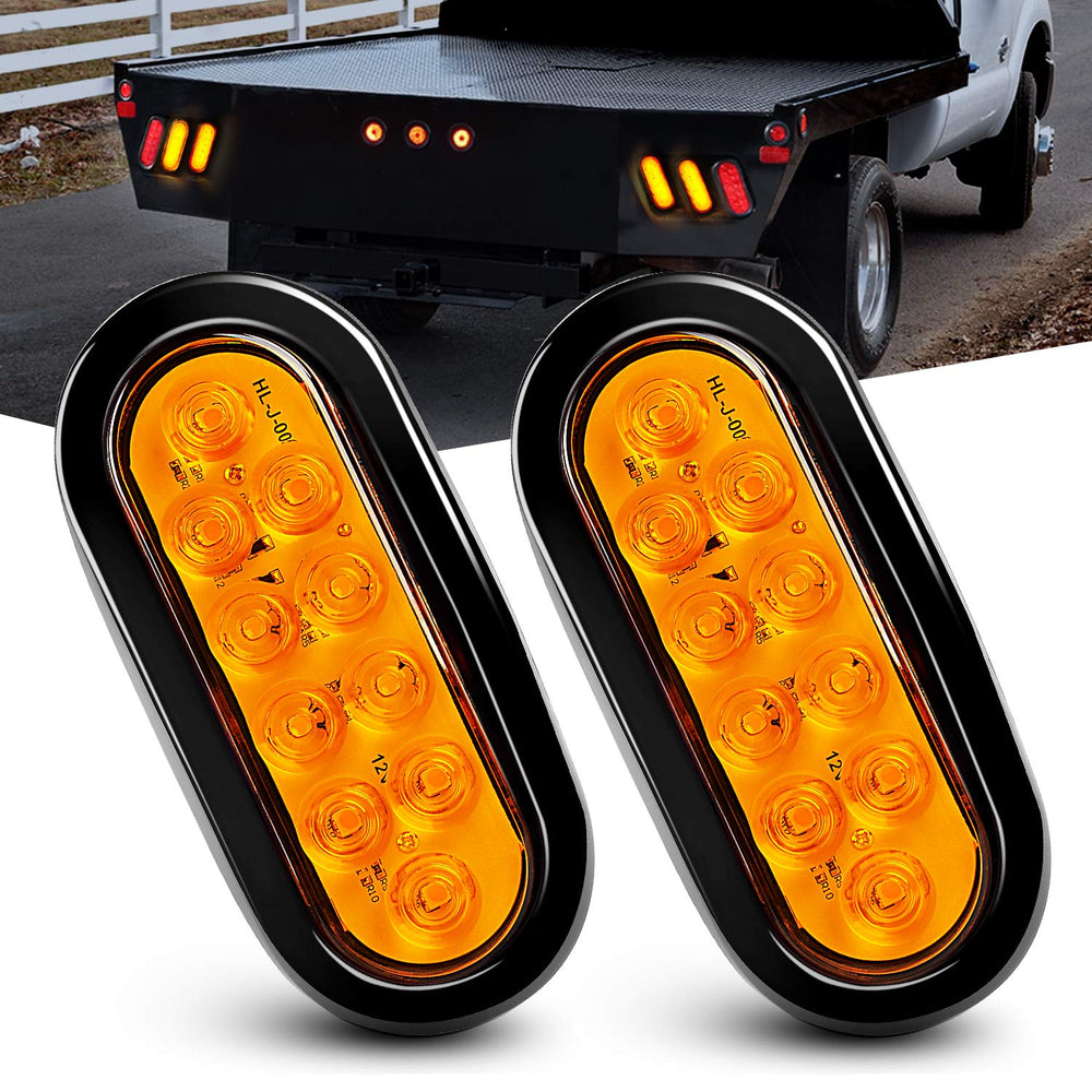 Nilight 6-inch oval amber LED trailer tail light front view with visible signal indicators