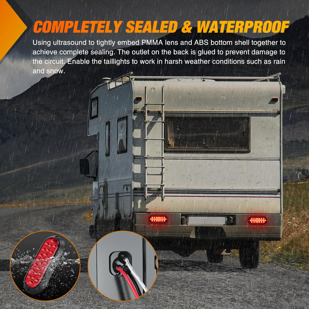 Nilight 6-inch oval tail light compatibility with 12V vehicles.