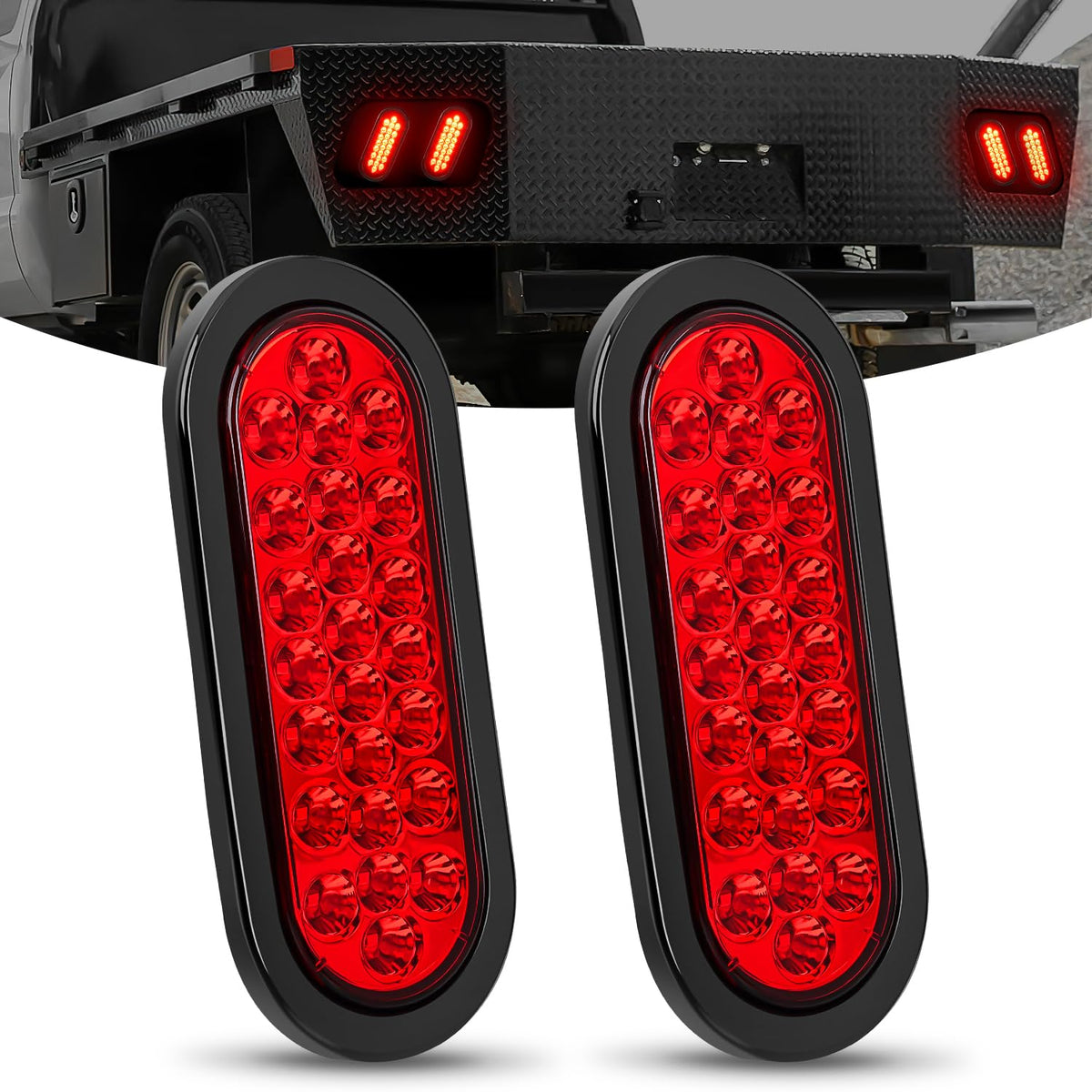 Nilight six-inch oval trailer tail light with flush-mount for clean installation.