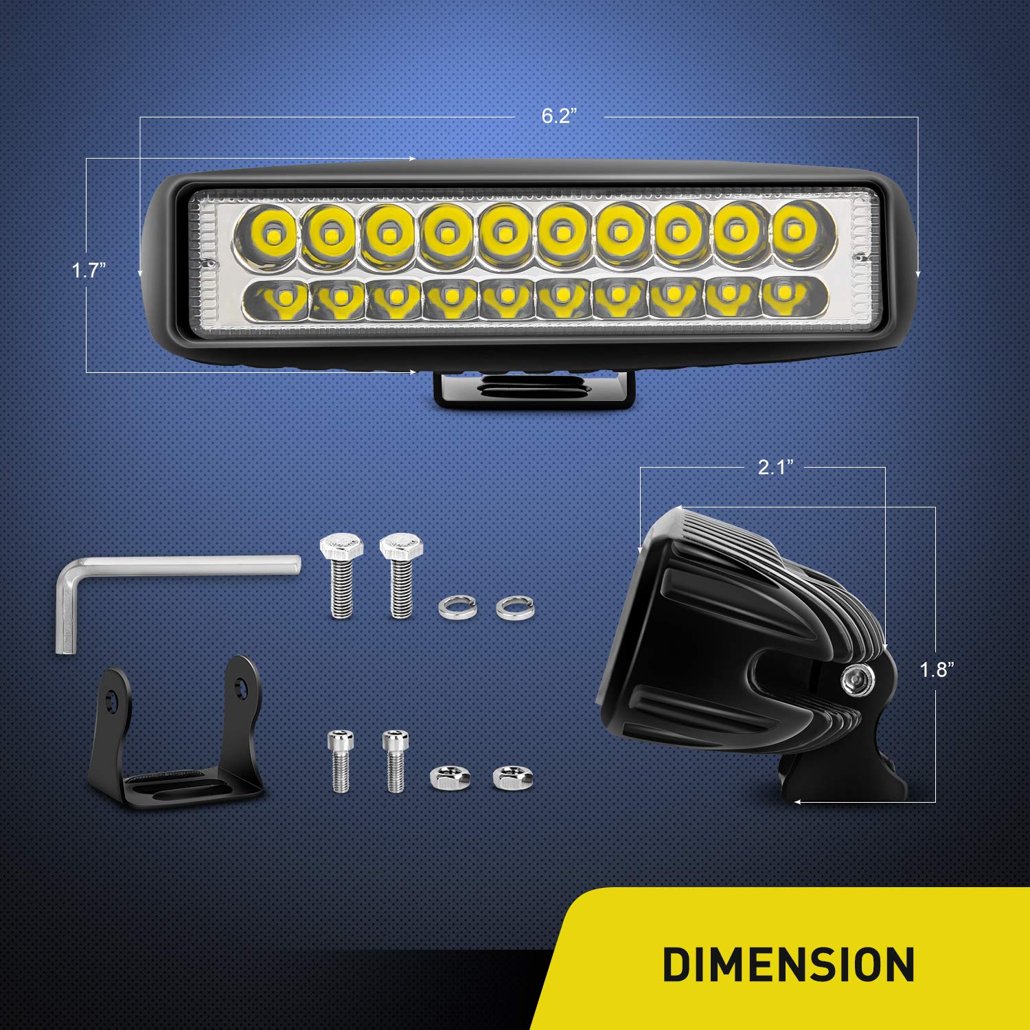 Nilight 6-inch spot light bar side view highlights rugged off-road lighting.