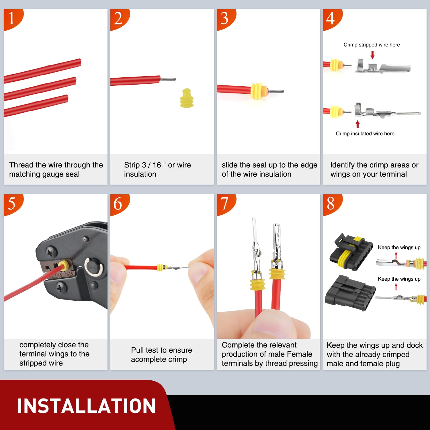 Nilight 6-pin female connectors for secure plug-in connections.
