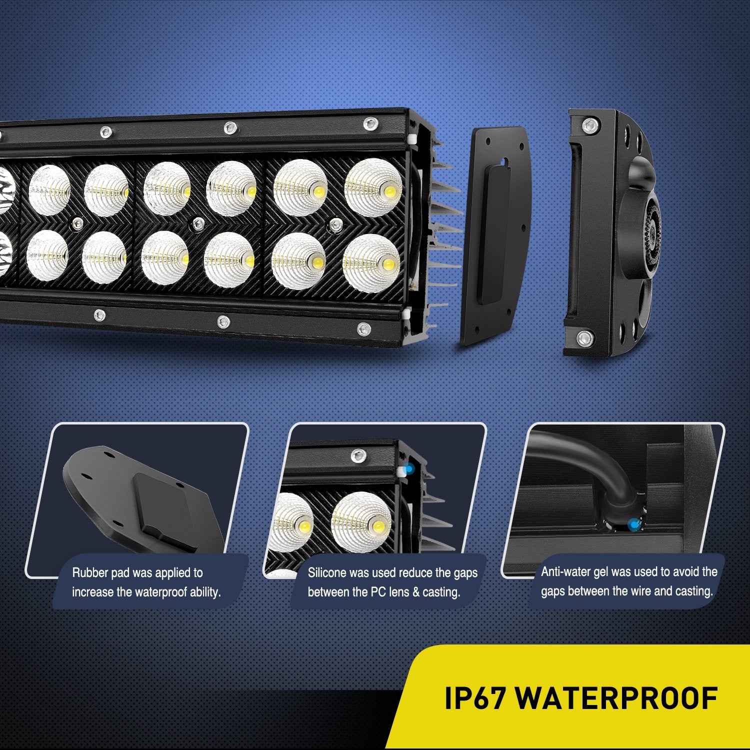 Nilight 71014C-A 42in curved-design beam, wider side illumination for safer driving.