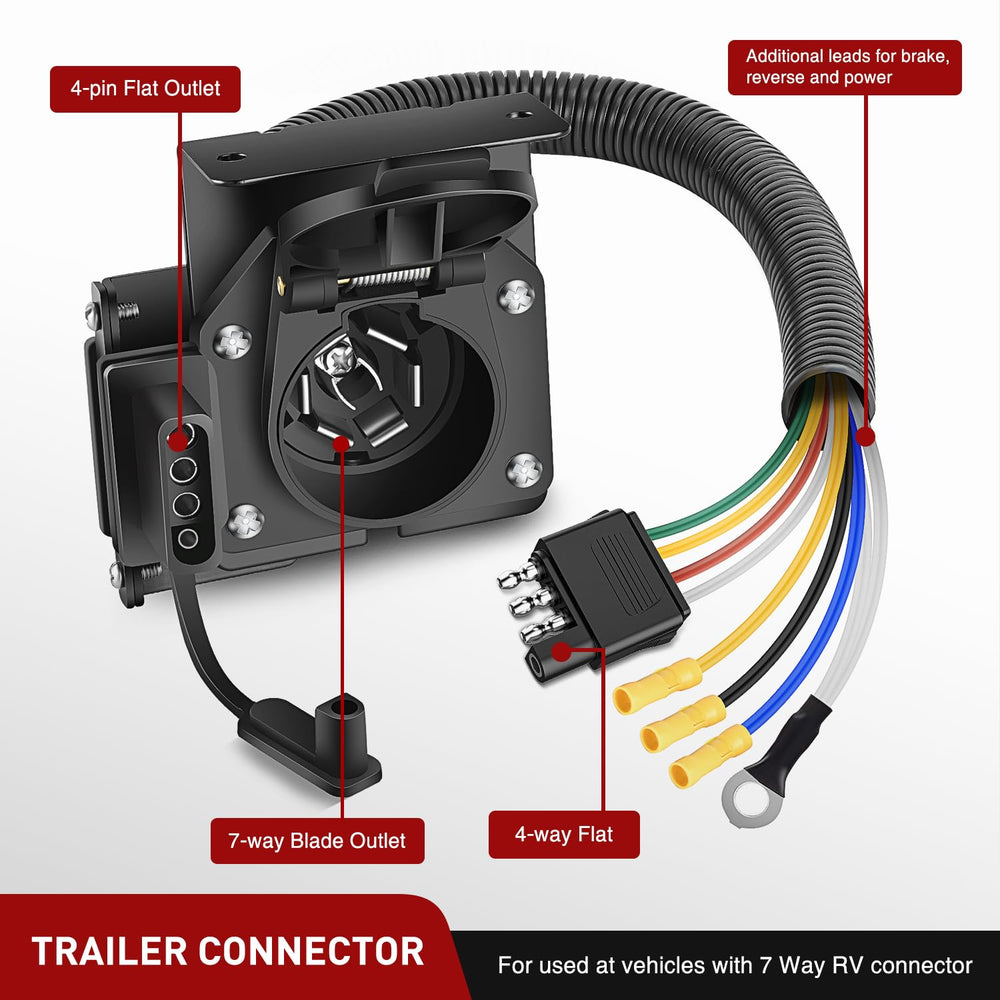 Nilight 7-pin RV blade socket provides reliable trailer power connection.
