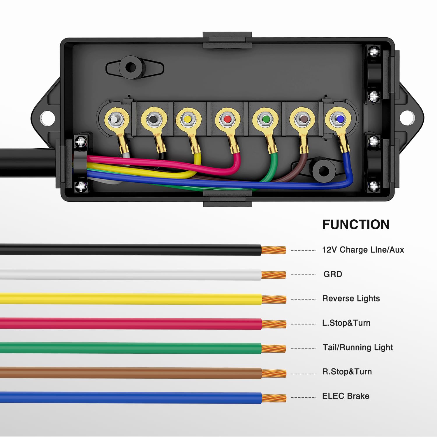 Nilight 7-pole junction box keeps trailer wiring organized and protected.