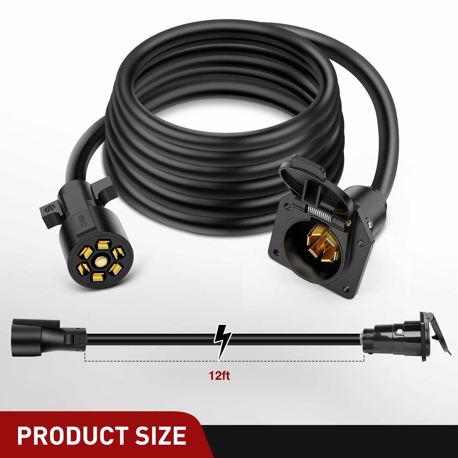 Nilight 7-Way plug extension with durable housing protects connections.