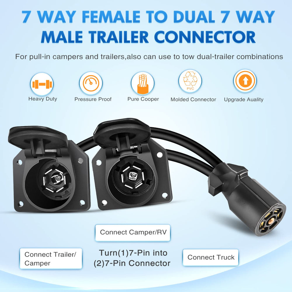 Nilight 7-way Y splitter boat trailer use enables trailer lights without extra wiring.