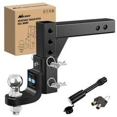 Nilight 8-position hitch ball mount assembly showing adjustable height for versatile towing.