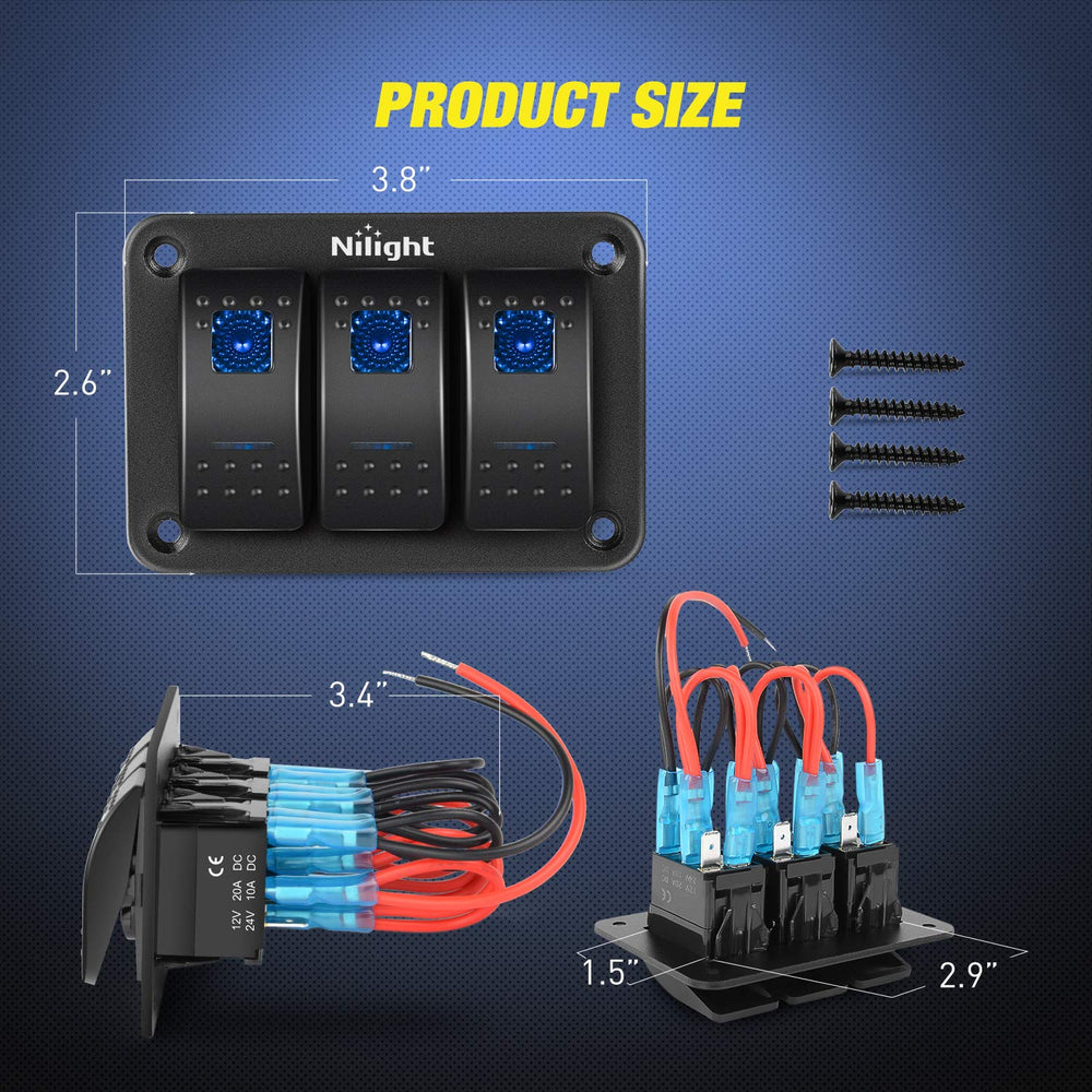 Nilight 90017C package includes screws and DIY stickers