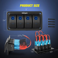 Nilight 90109D blue backlit switch close-up for night visibility