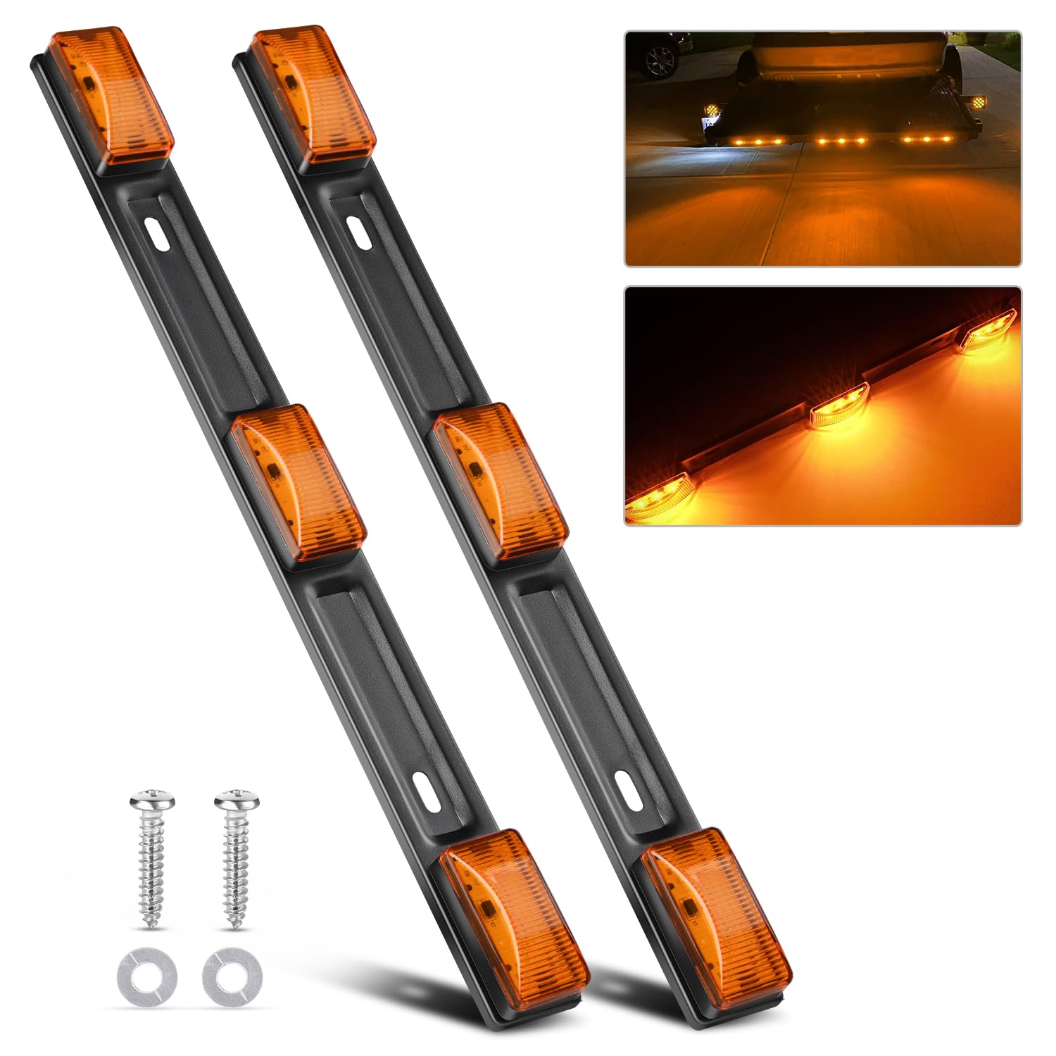 Nilight 9-LED marker tail bar for trailers with amber illumination and 14.2 inches.
