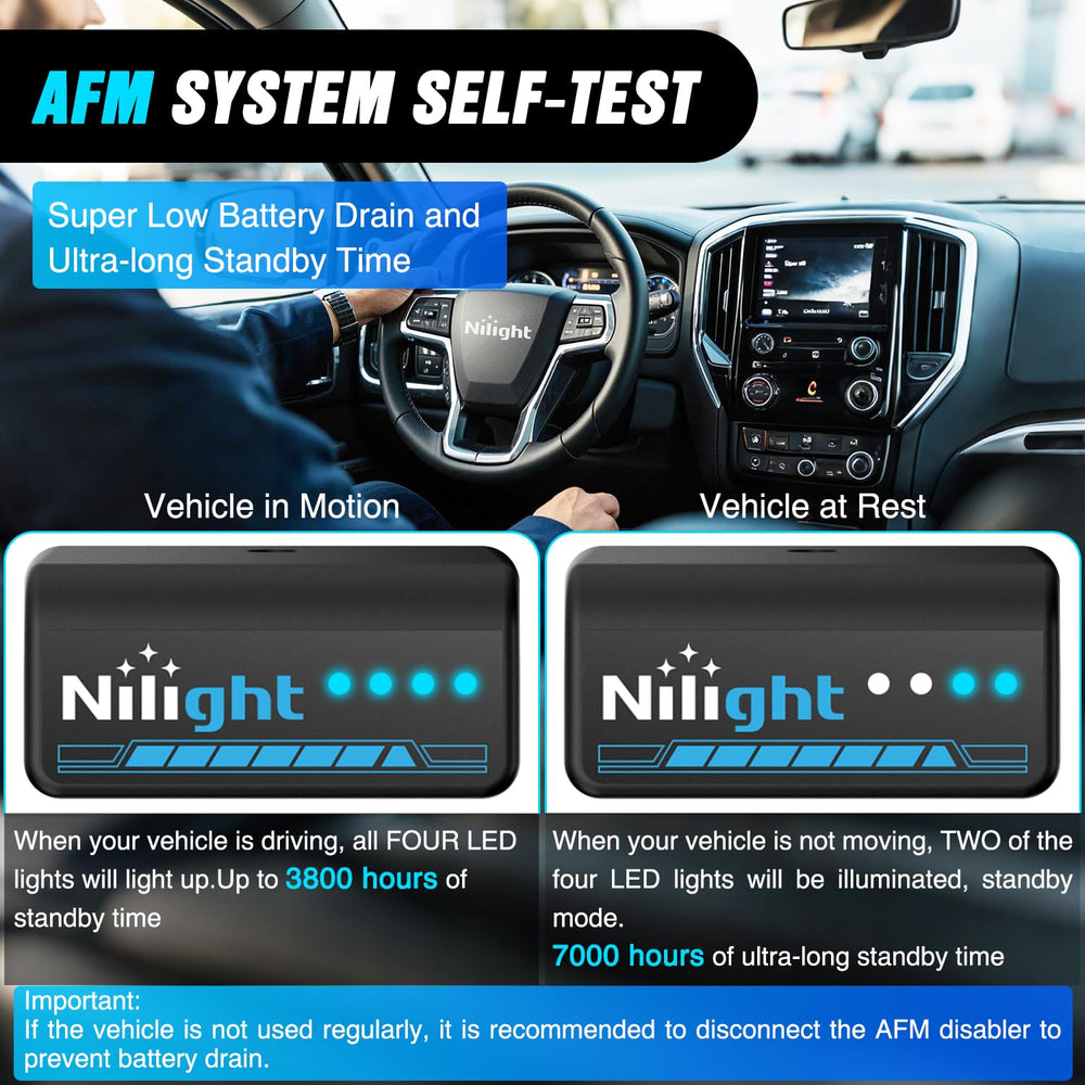 Compact Nilight AFM Disabler unit fitting into a tight engine bay.