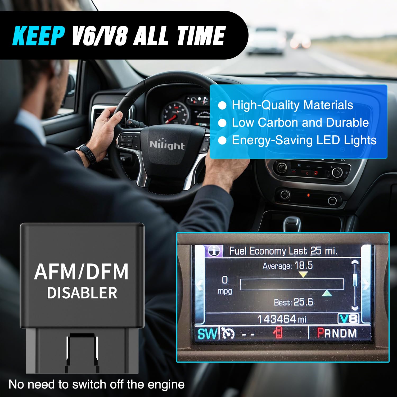 Nilight AFM Disabler LED indicators signaling active connection status.