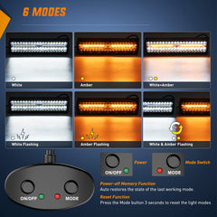 Nilight amber 60W pods left side emit warning glow for daytime use.