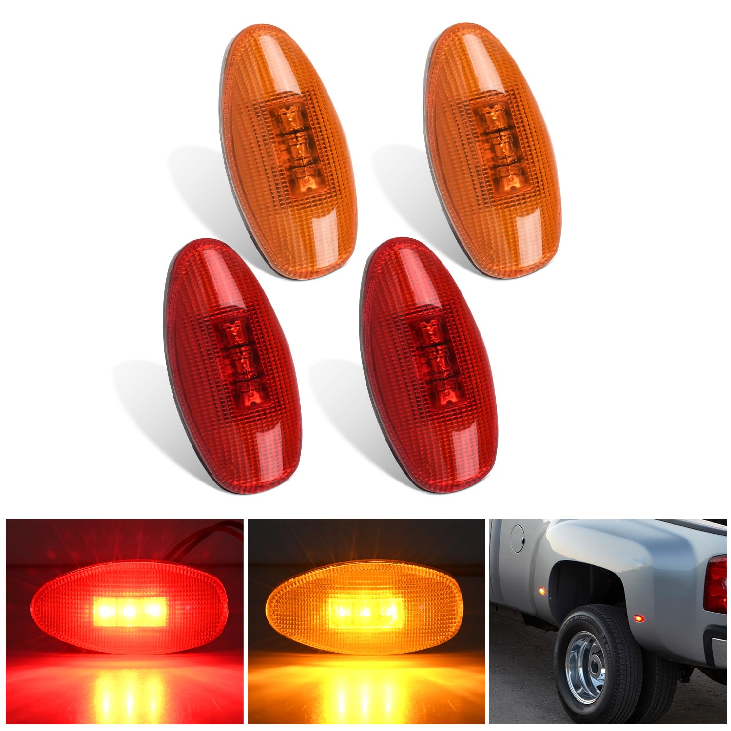 Nilight amber front fender marker light for clear daytime visibility