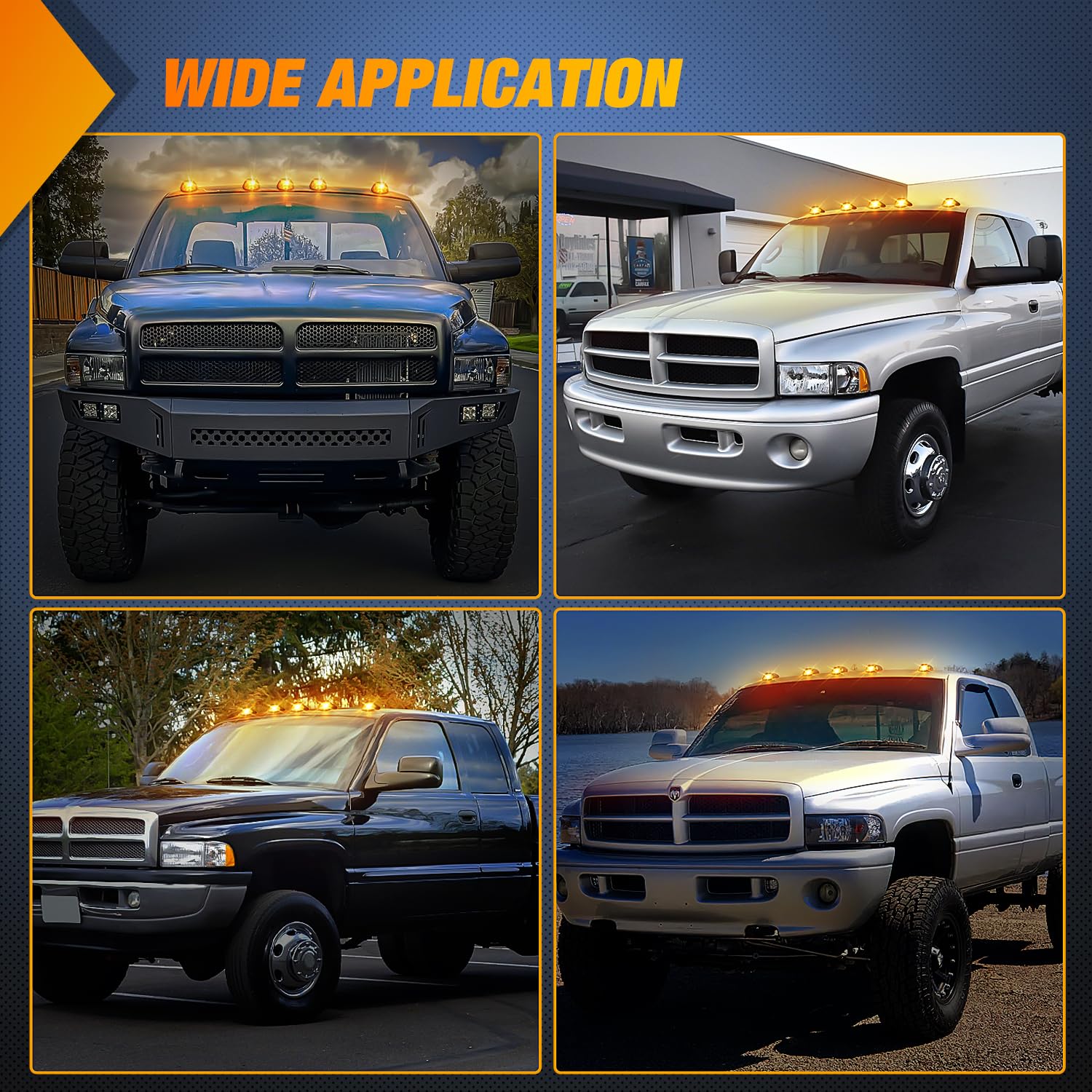 Nilight amber LEDs deliver strong edge lighting for clear truck signaling.