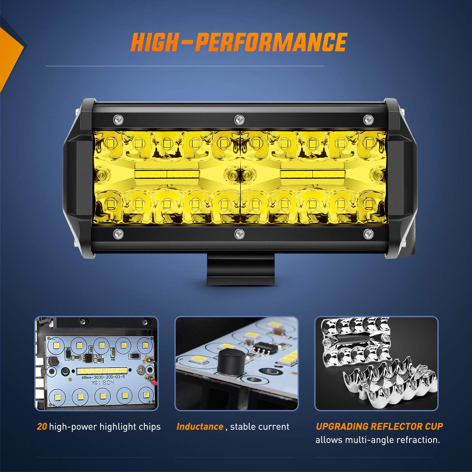 Nilight triple-rows amber light bar offers powerful illumination