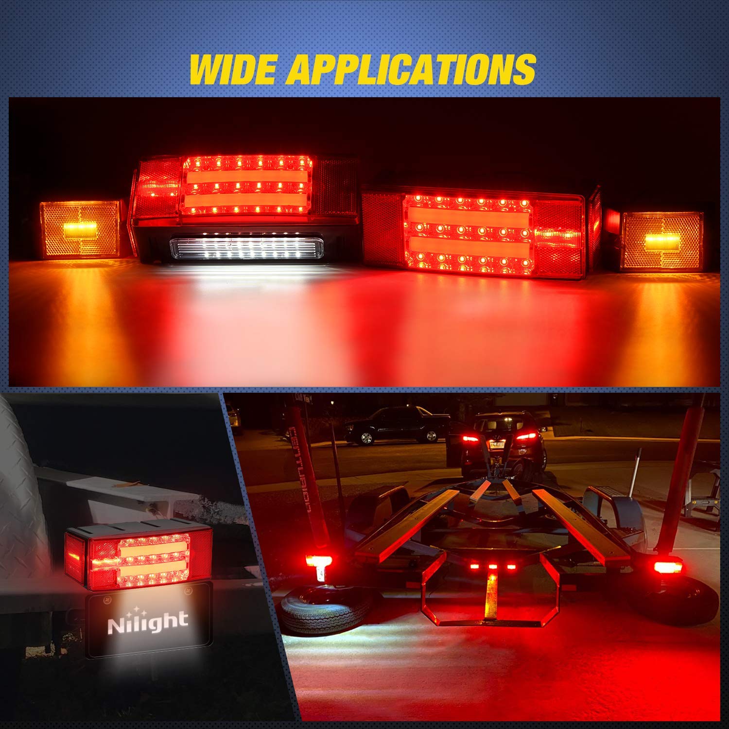 Nilight amber side-marker light enhances trailer visibility at dusk