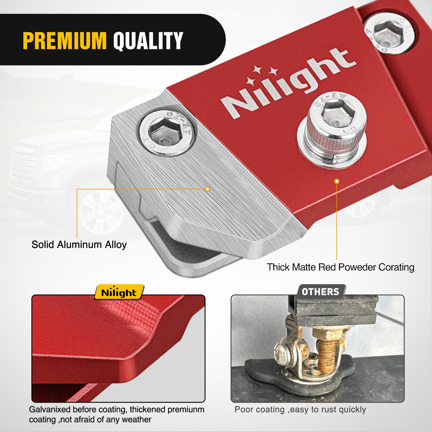 Nilight anti-slip rubber pad detail protects paint while keeping lights steady on hood.