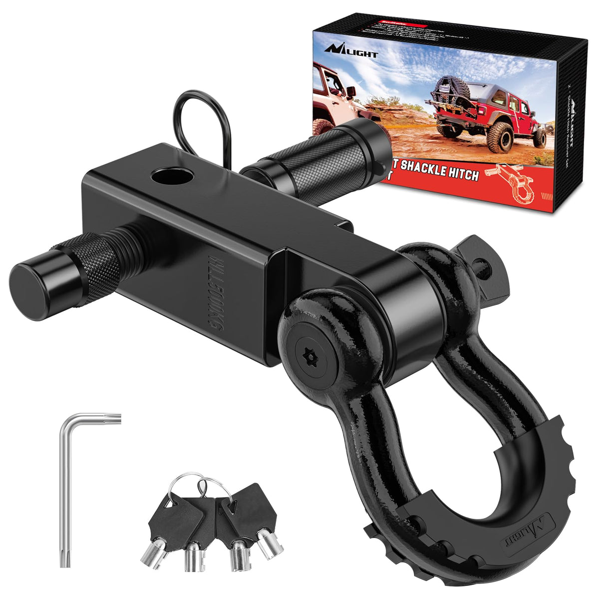 Nilight anti-theft shackle hitch receiver offers a secure towing point for rugged off-road use.