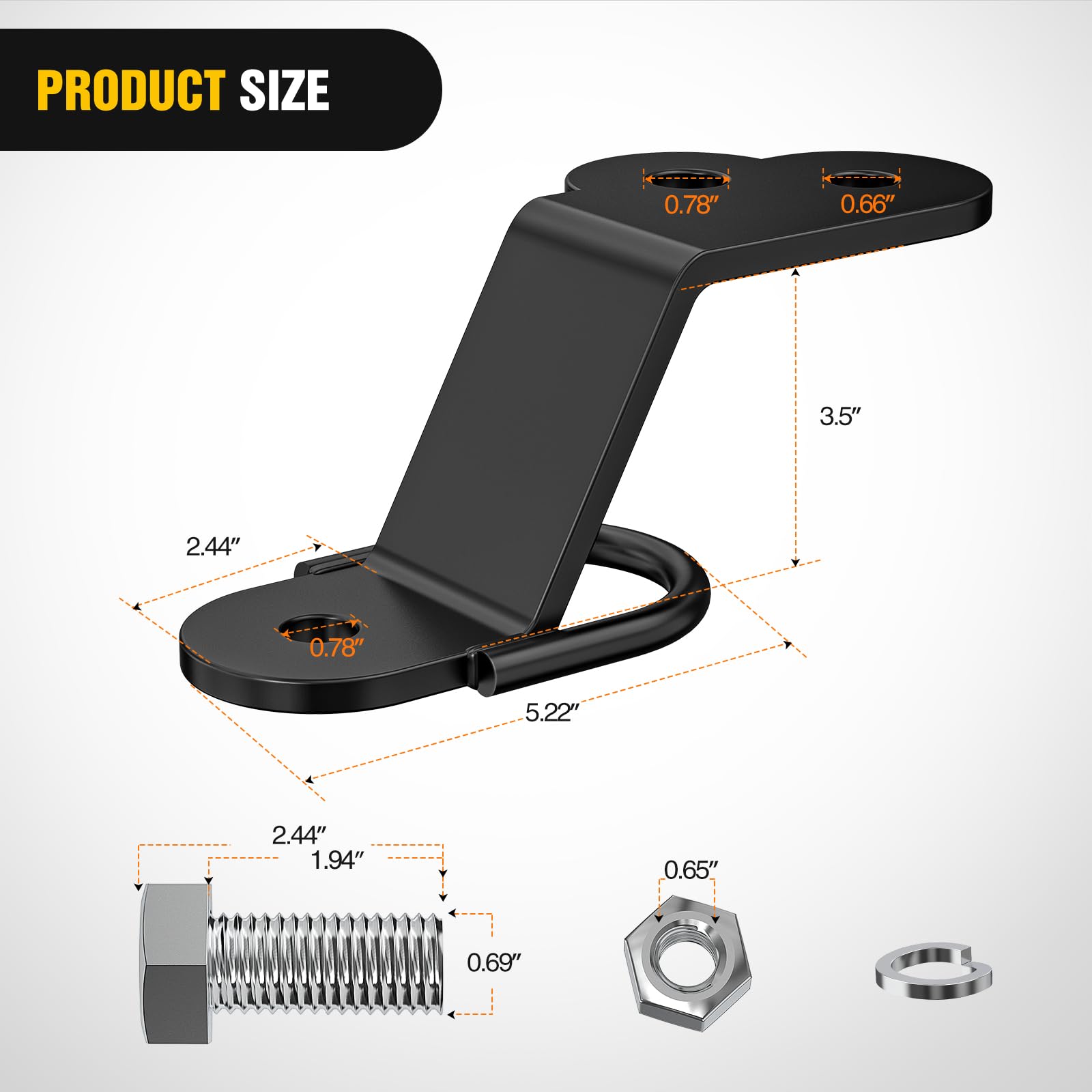 Nilight three-way hitch showing 3-inch drop for added ground clearance.