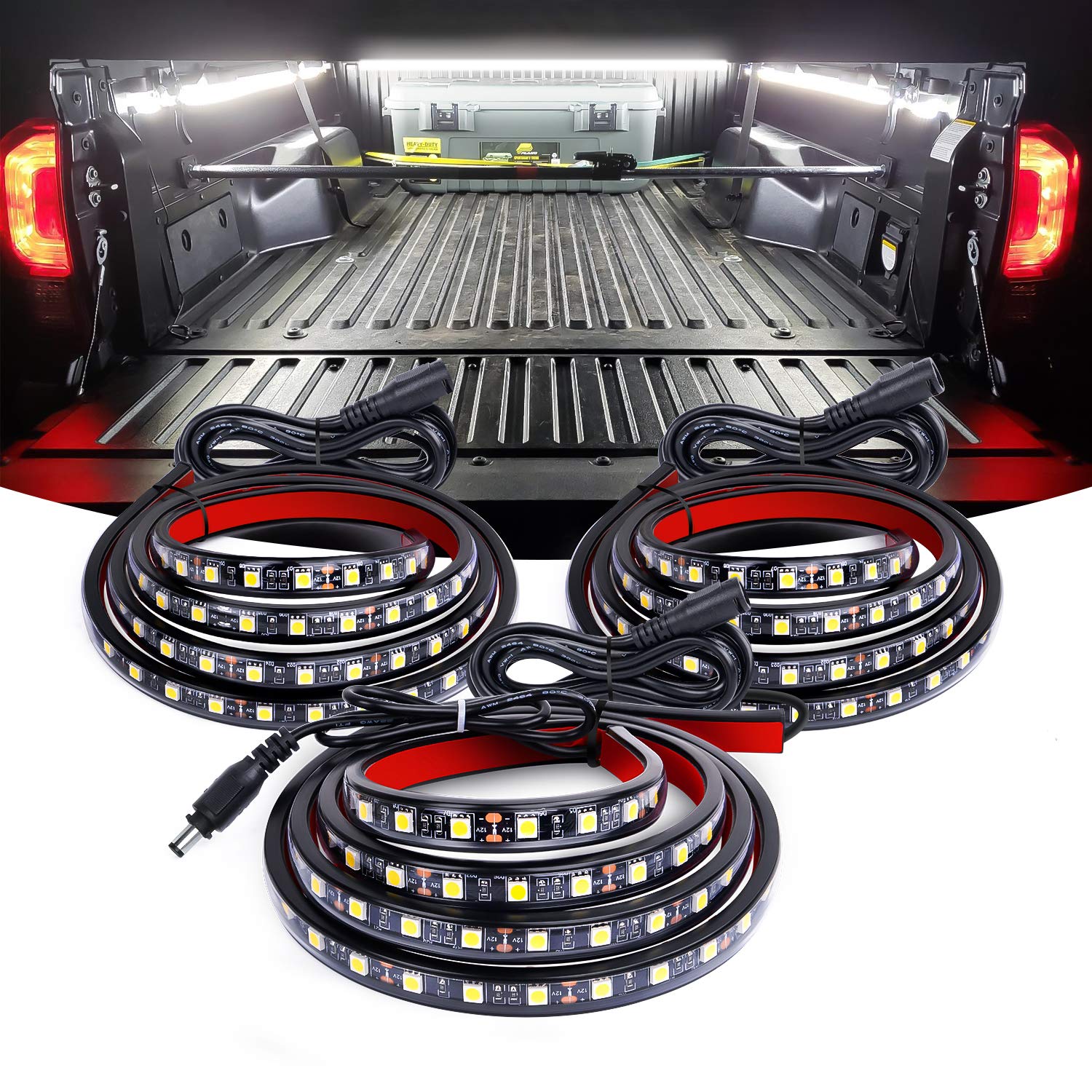 Nilight bed light strip 60-inch provides bright cargo area illumination.