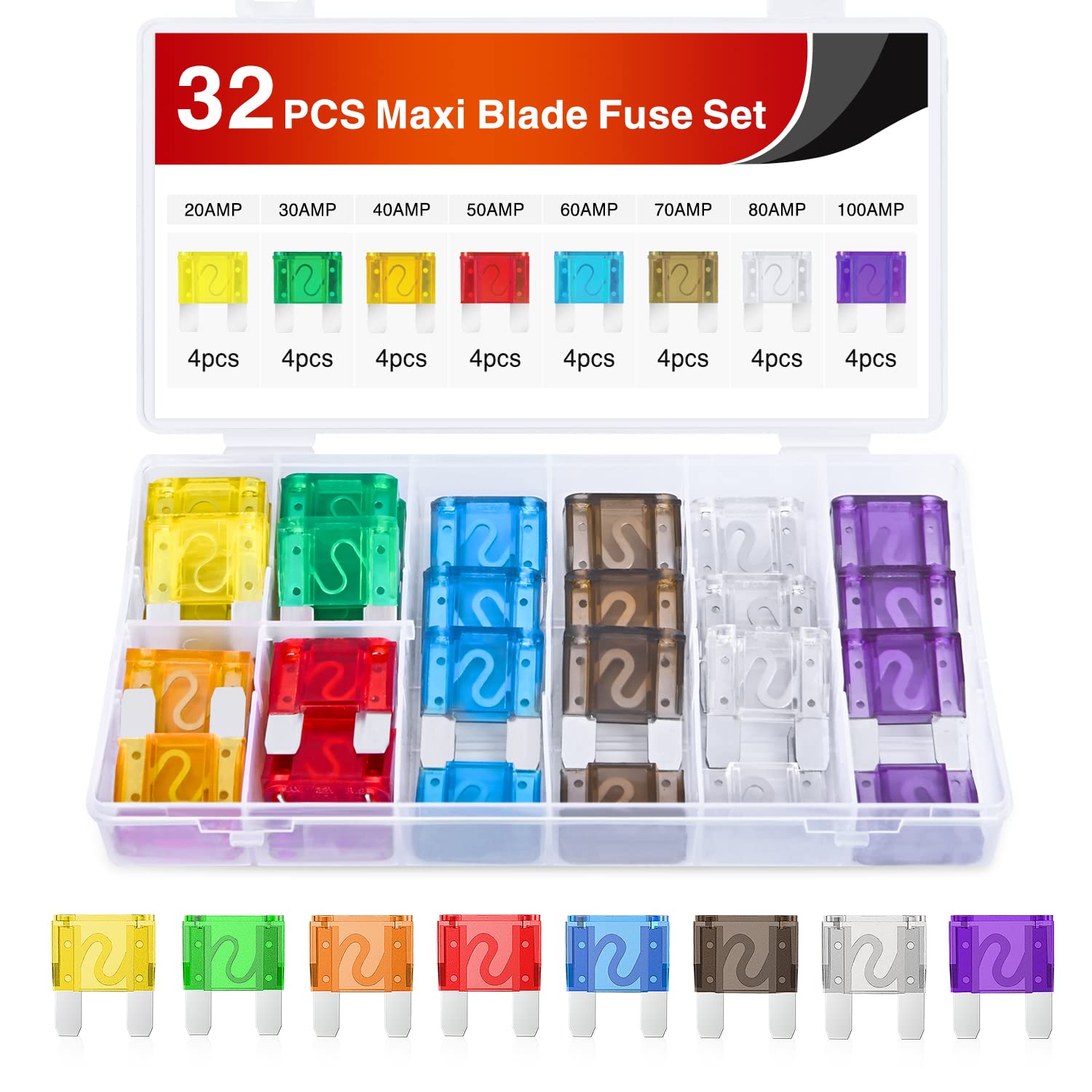 Nilight blade fuse 20A with color-coded housing for quick identification
