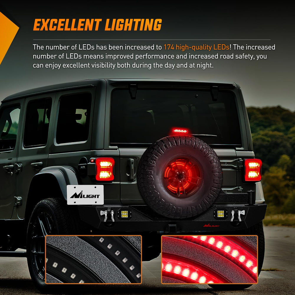 The spare tire light synchronizes with the rear brake light for clear signaling.