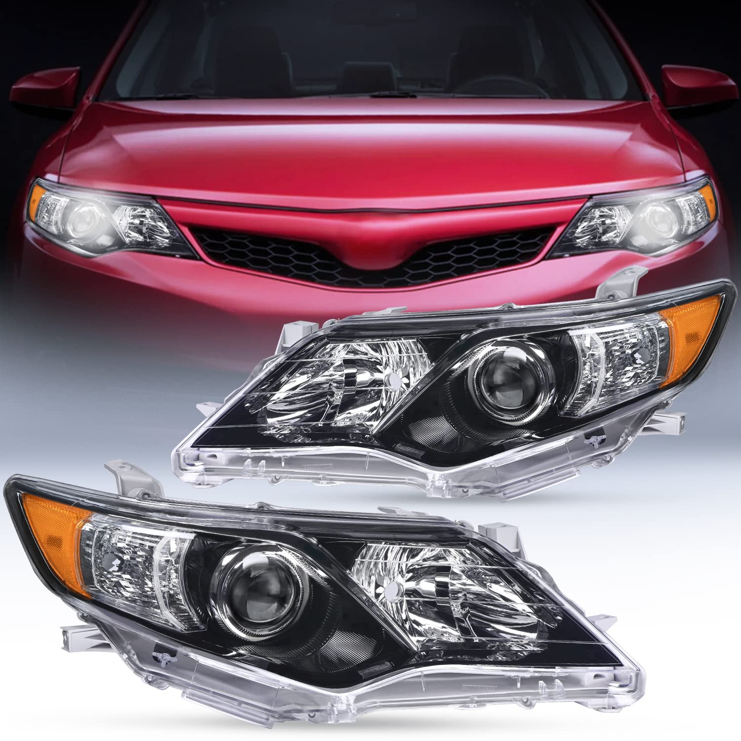 Nilight Camry headlight driver-side with black housing boosts night visibility