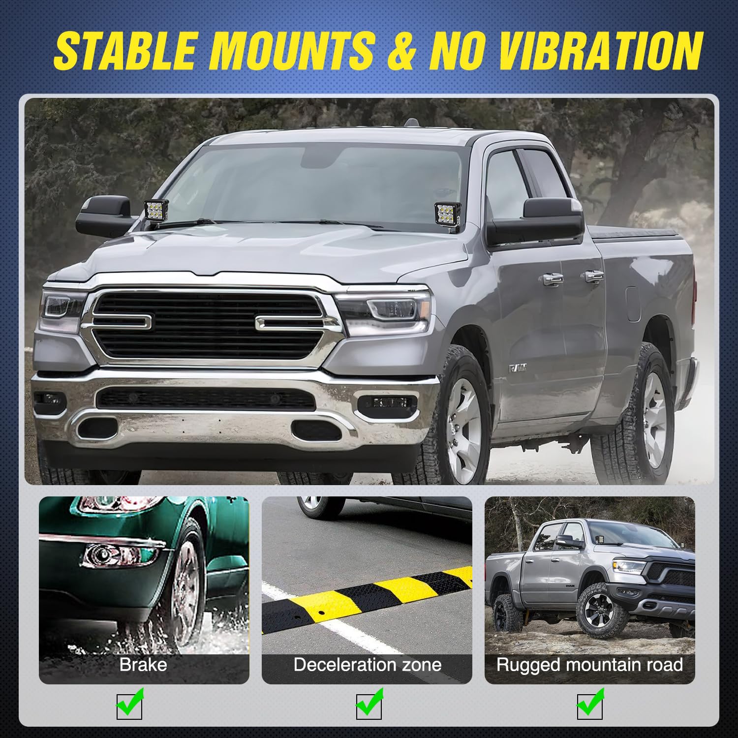Nilight CNC formed metal hood mounts provide precise alignment.