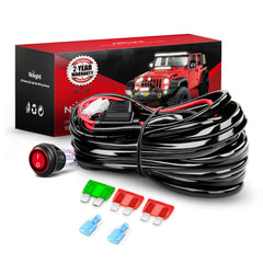 Nilight copper LED light bar wiring harness 10ft for durable power delivery.