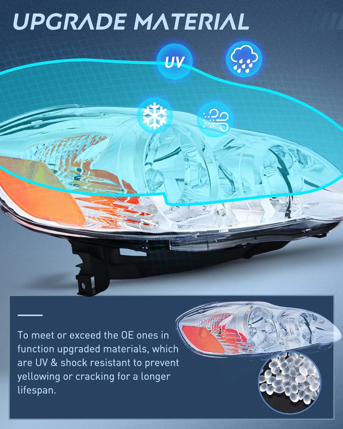Nilight Corolla headlight sealed high-impact housing designed for all-weather durability.
