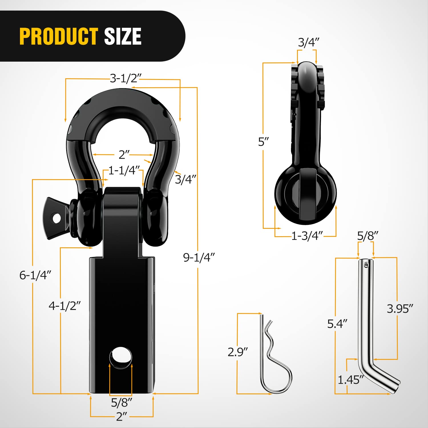 Nilight 3/4-inch D-ring shackle provides a secure recovery anchor.