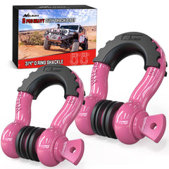 Nilight 3-4 inch D-ring shackle with tow strap in rugged setting, showing build and size