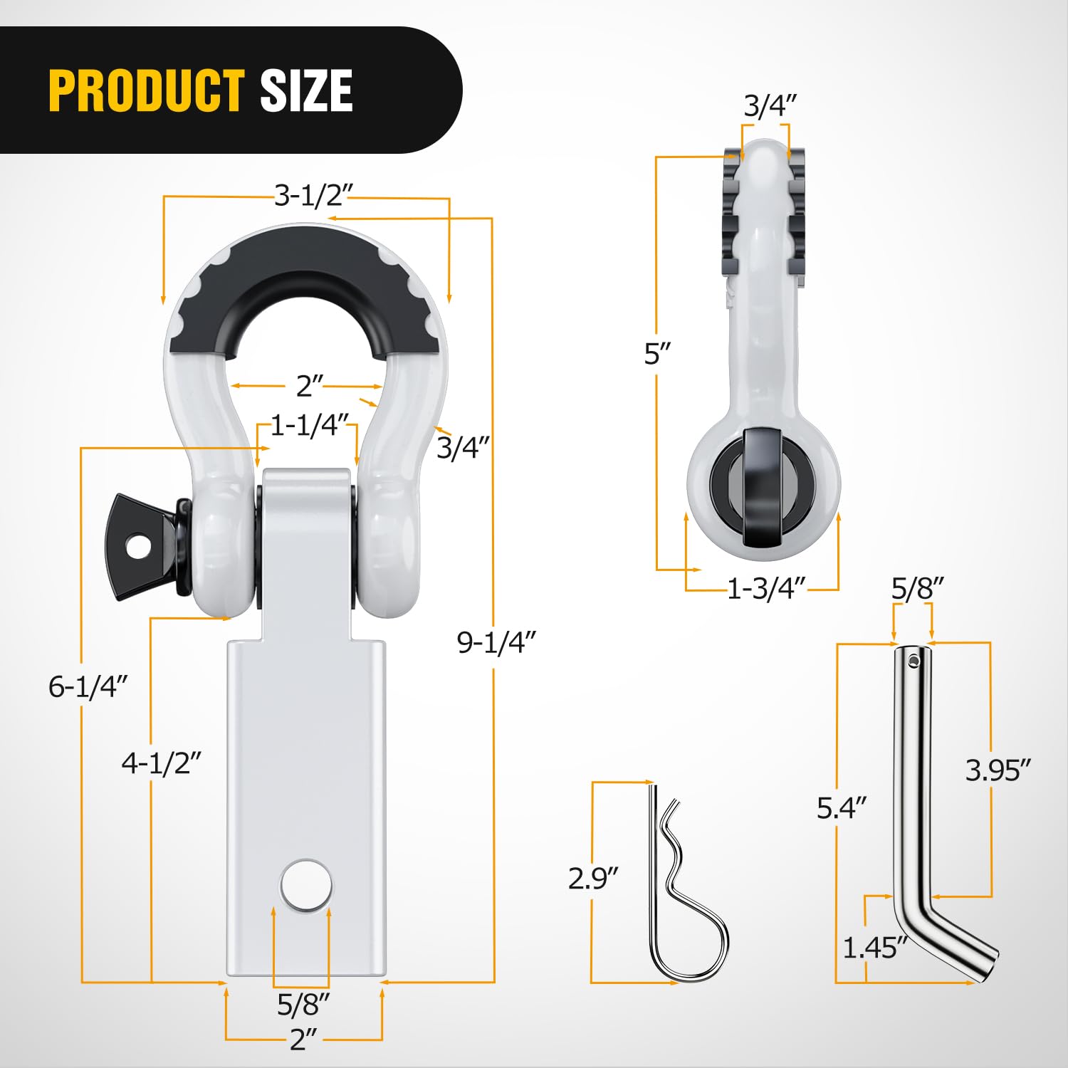 Nilight D-ring shackle 3-4 inch pin close-up showing corrosion-resistant coating.