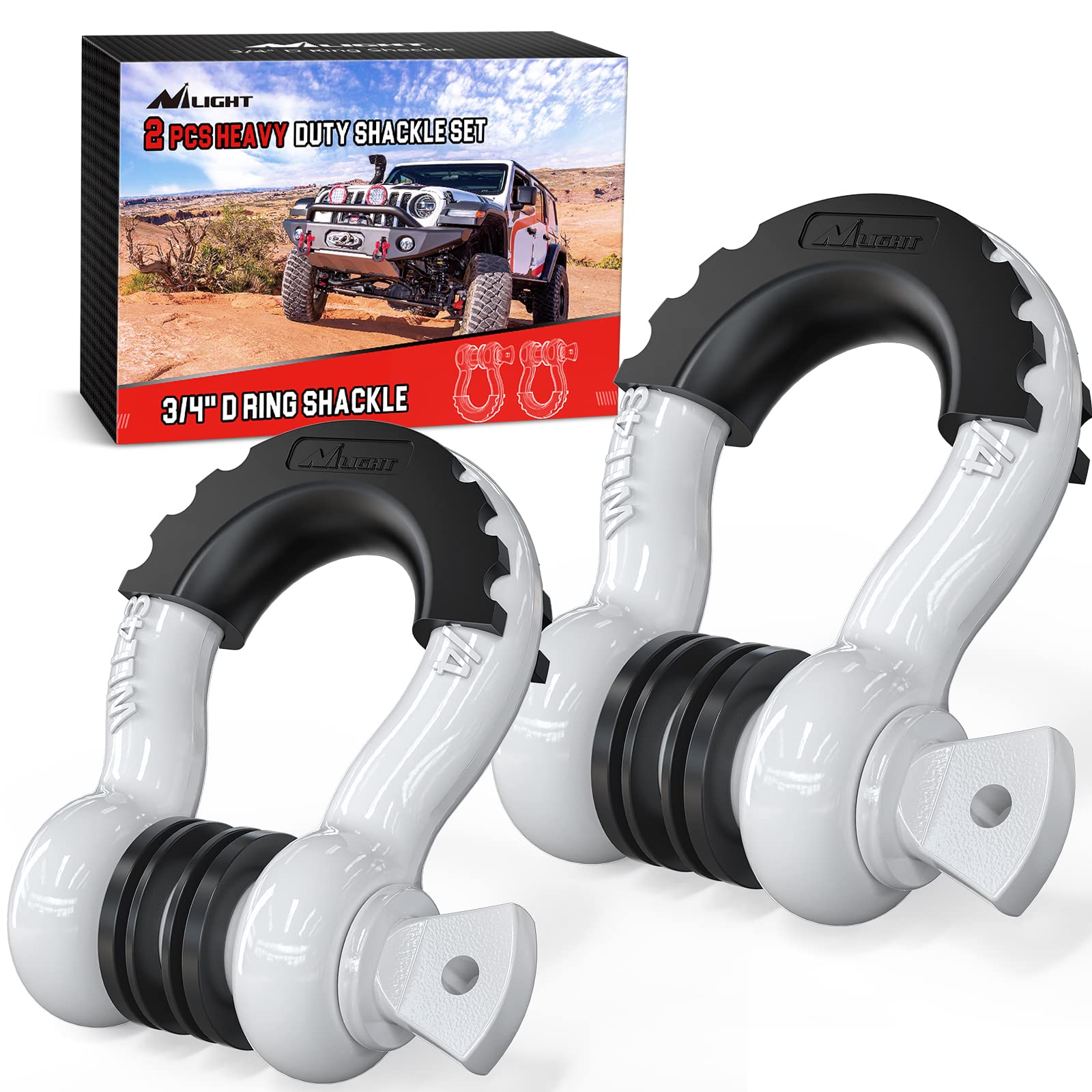 Nilight D-ring shackle 3/4-inch in use for off-road recovery and strap connection.