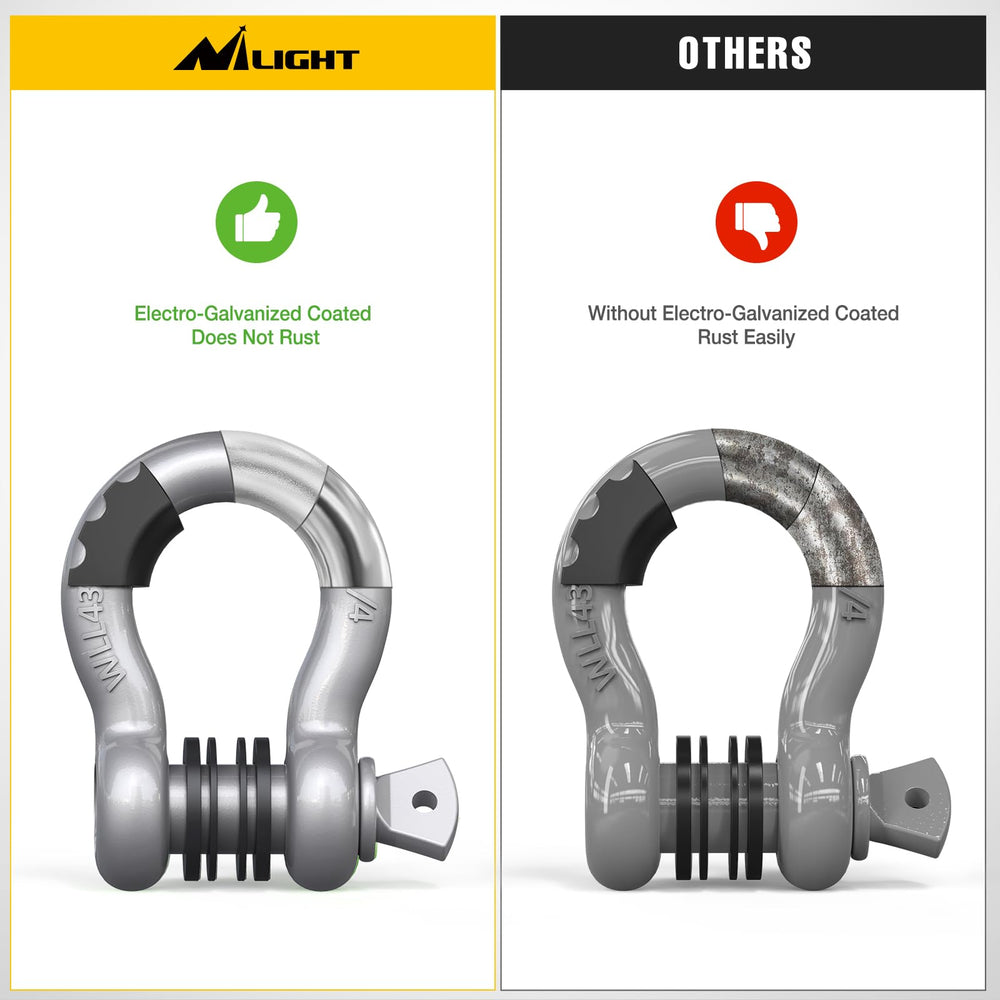Nilight D-ring shackle in use with tow strap demonstrates practical off-road recovery potential.