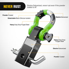Nilight D-ring shackle with isolator reduces rattling and bumper wear