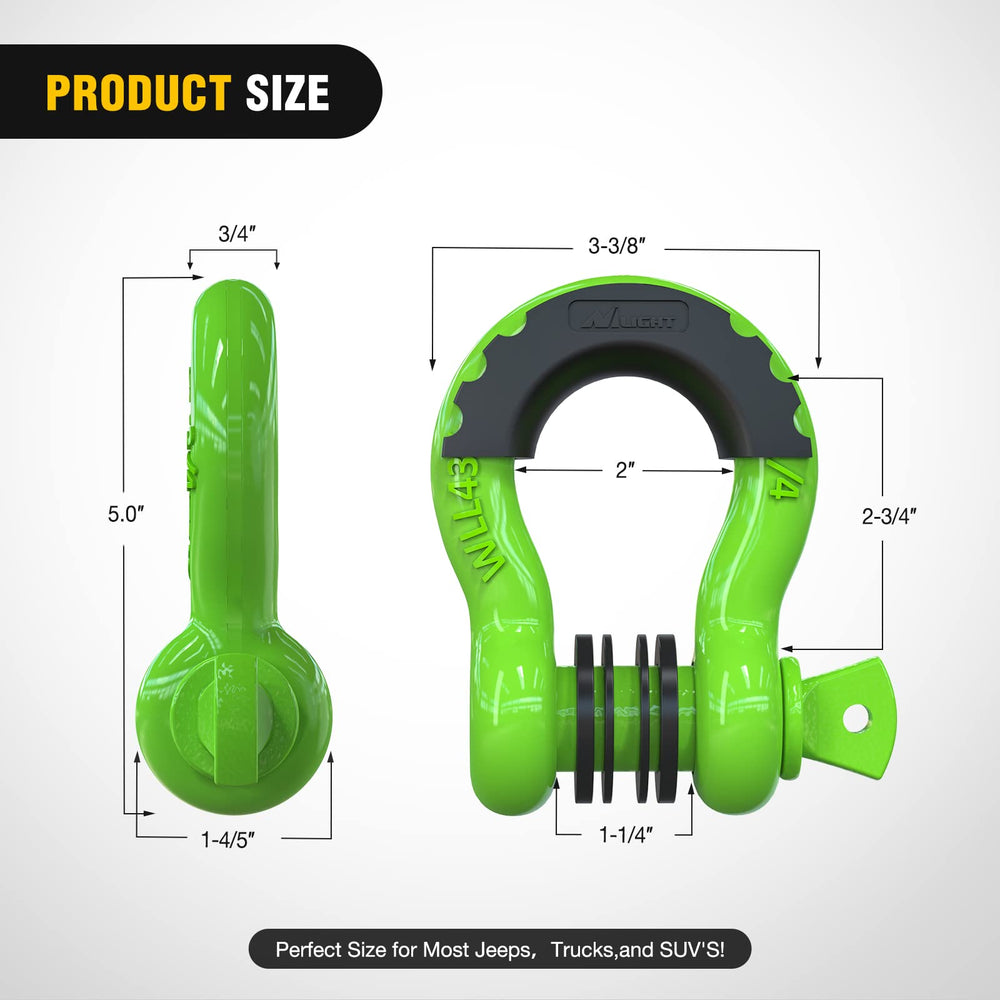 Nilight D-ring shackle with rubber isolators reduces rattling and protect paint.