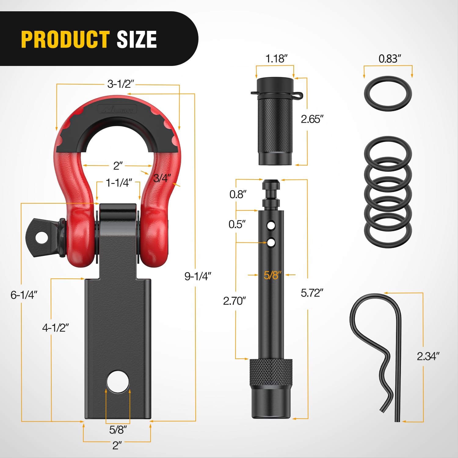 Nilight D-ring shackle with isolator highlights corrosion resistance and reduced noise.