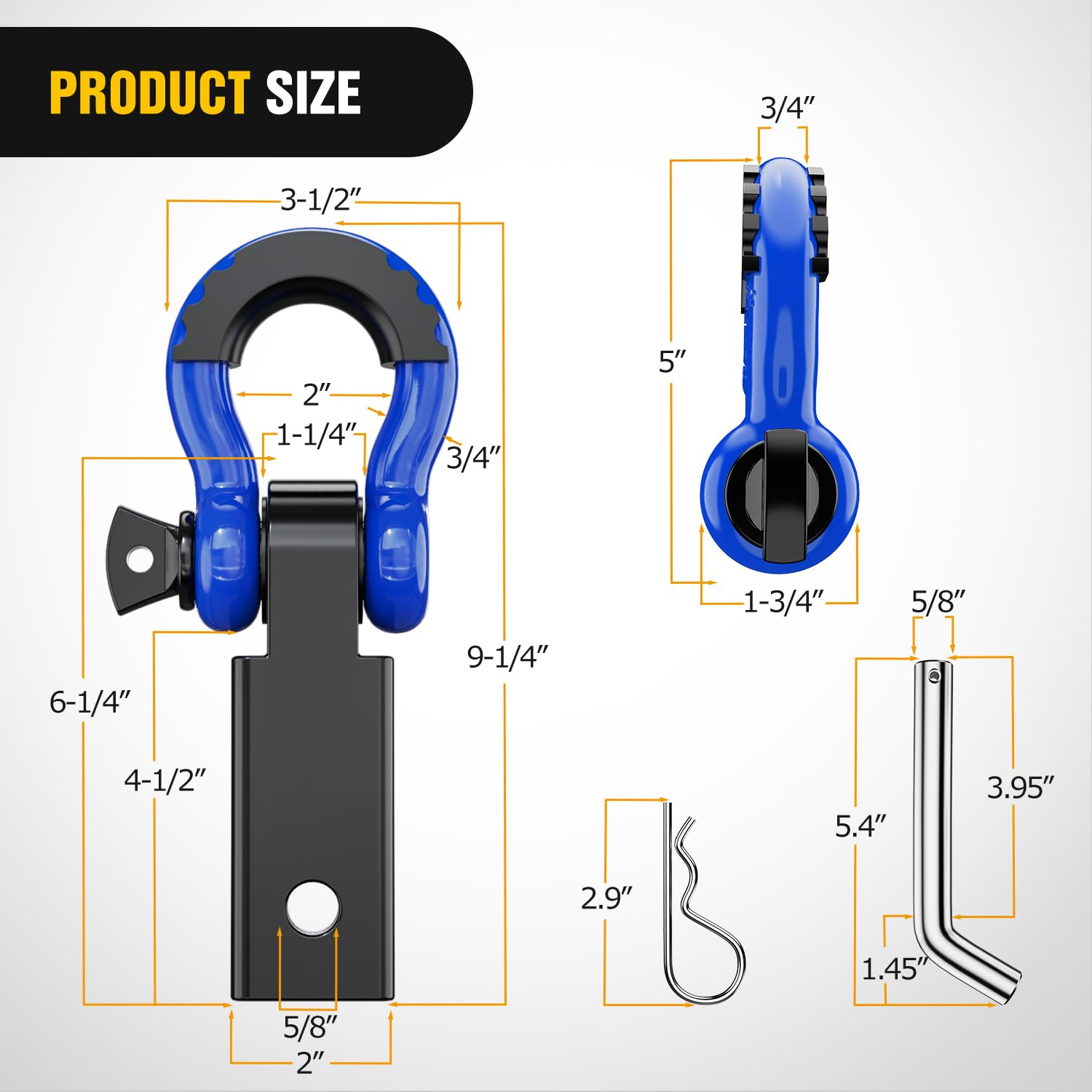 Nilight D-ring shackle with isolator for reduced rattling and bumper protection