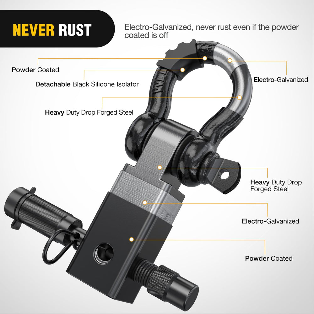 Nilight anti-theft D-ring shackle with isolator protects bumper finish during recovery.