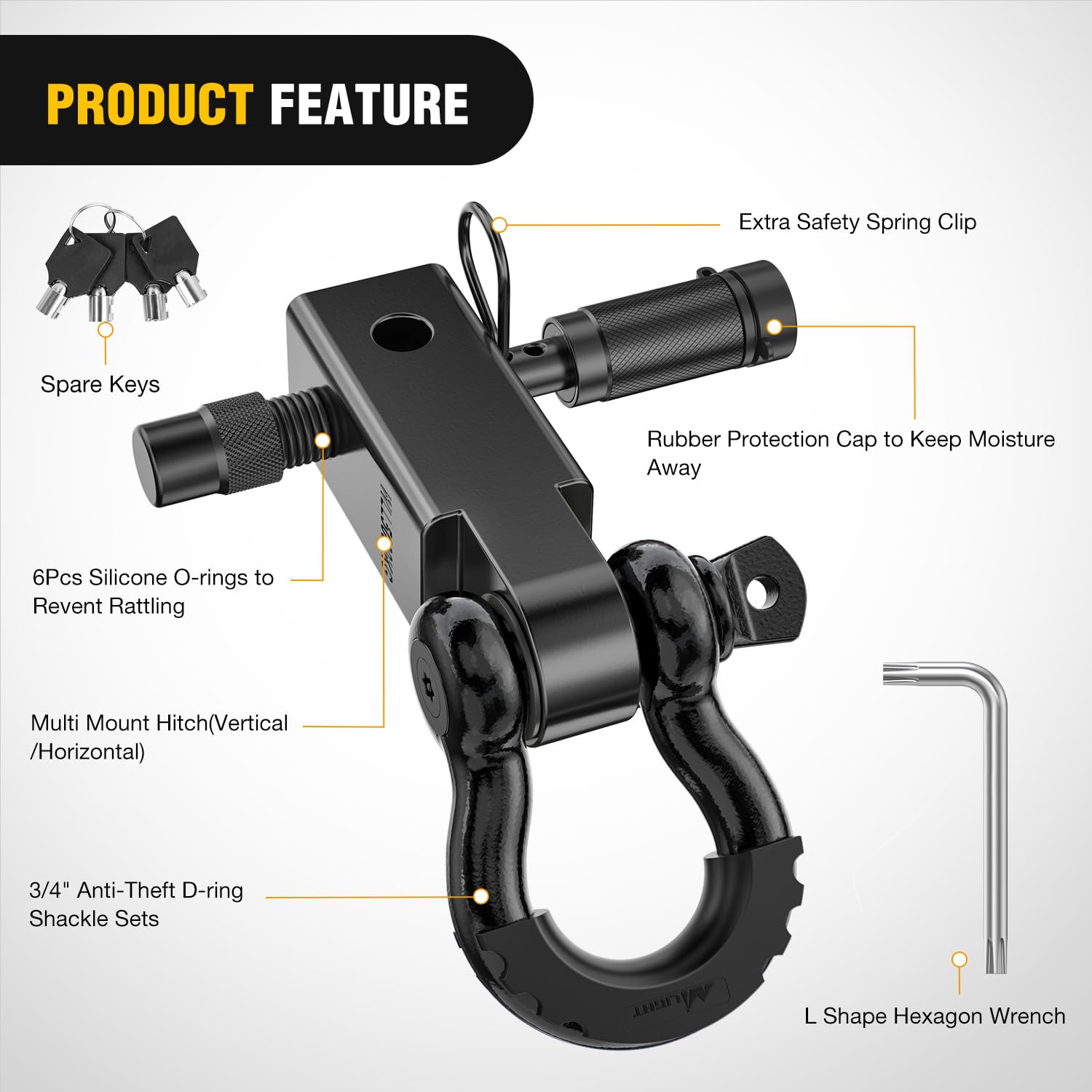 Nilight D-ring with washer reduces rattling and keeps your setup quiet on rough trails.