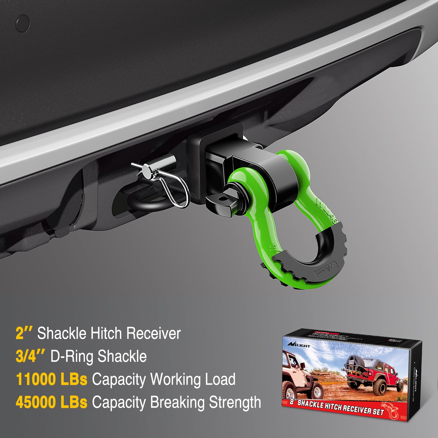 Nilight shackle kit includes isolator and washers to protect bumper